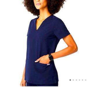 FIGS Caspa 3-pocket Navy Scrub Top